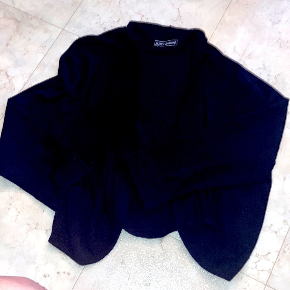 Jessica Howard Open Black Bolero Cardigan Medium